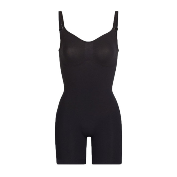 SKIMS XS seamless sculpt mid thigh bodysuit size Onyx Black NWOT MSRP $74 - Picture 1 of 6